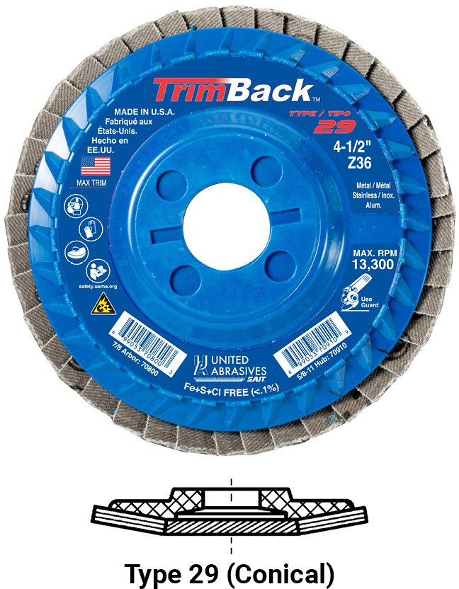 TRIMBACK T29 4-1/2 X 7/8 36X - Flap Discs